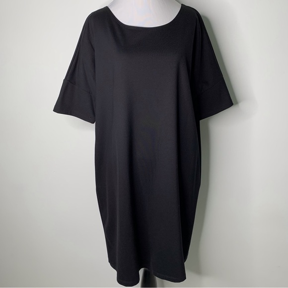 HATCH Women's Black Scoop Neck Mini Length Maternity T-Shirt Dress Size 2 Medium - Picture 1 of 11